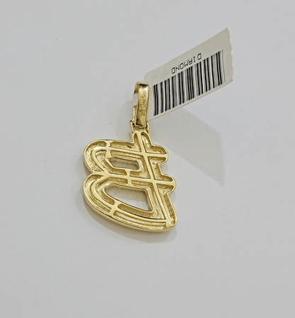 Real 10k Yellow Gold B Charm Pendant Letter Initial With Diamonds For Mens - Reva Jeweler