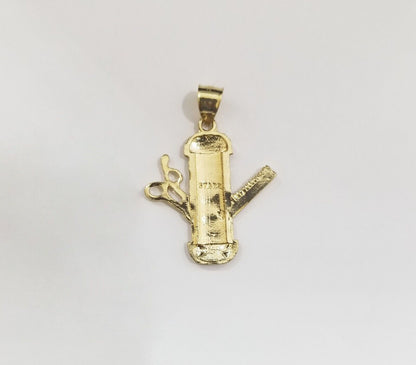 Real 10k Yellow Gold Barber Charm Pendant 10kt for Chain - GoldenlinQ