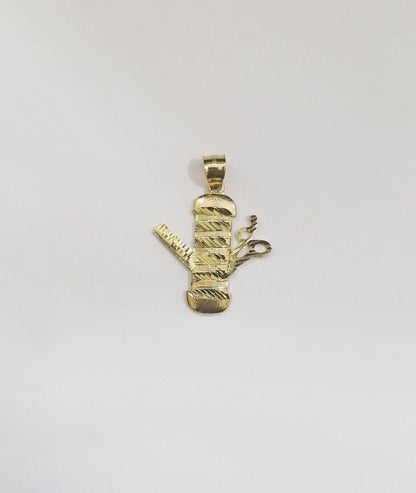 Real 10k Yellow Gold Barber Charm Pendant 10kt for Chain - GoldenlinQ