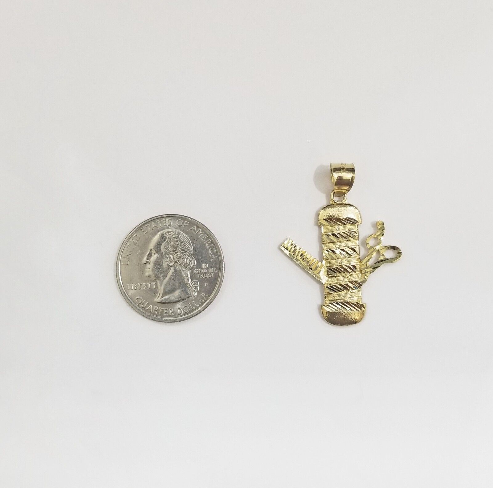 Real 10k Yellow Gold Barber Charm Pendant 10kt for Chain - GoldenlinQ