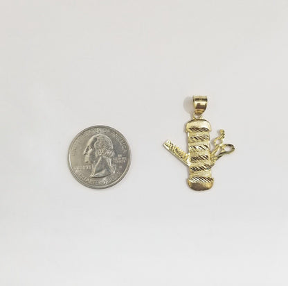 Real 10k Yellow Gold Barber Charm Pendant 10kt for Chain - GoldenlinQ