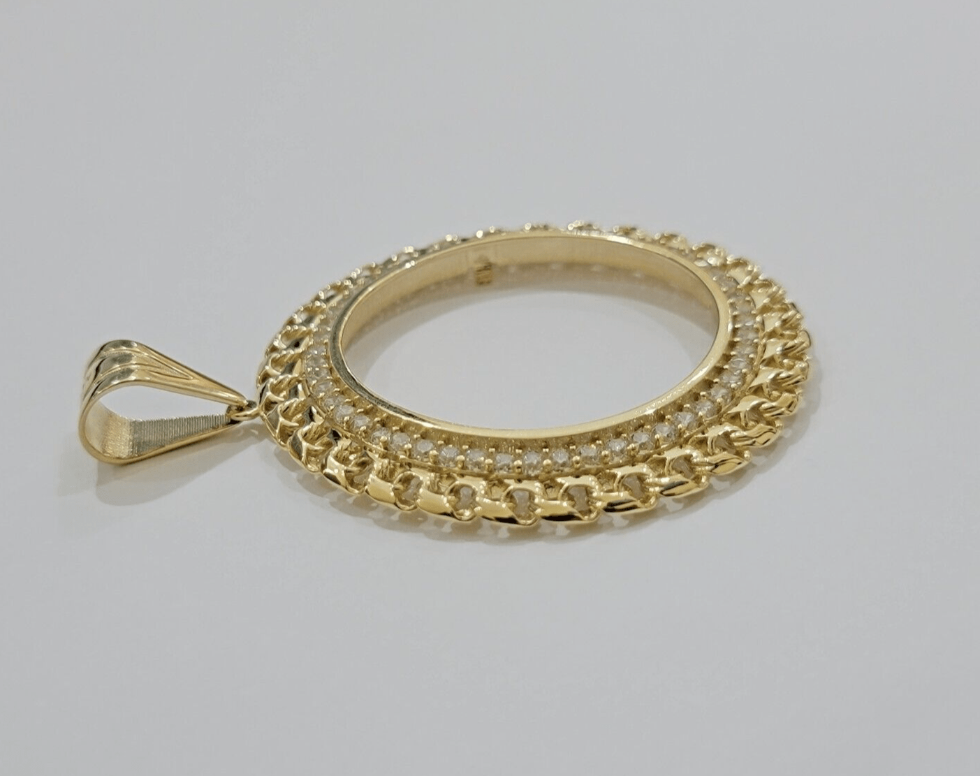 Real 10k Yellow Gold Bezel Charm Pendant Round Mexican Centenario Coin 10kt SALE - Reva Jeweler