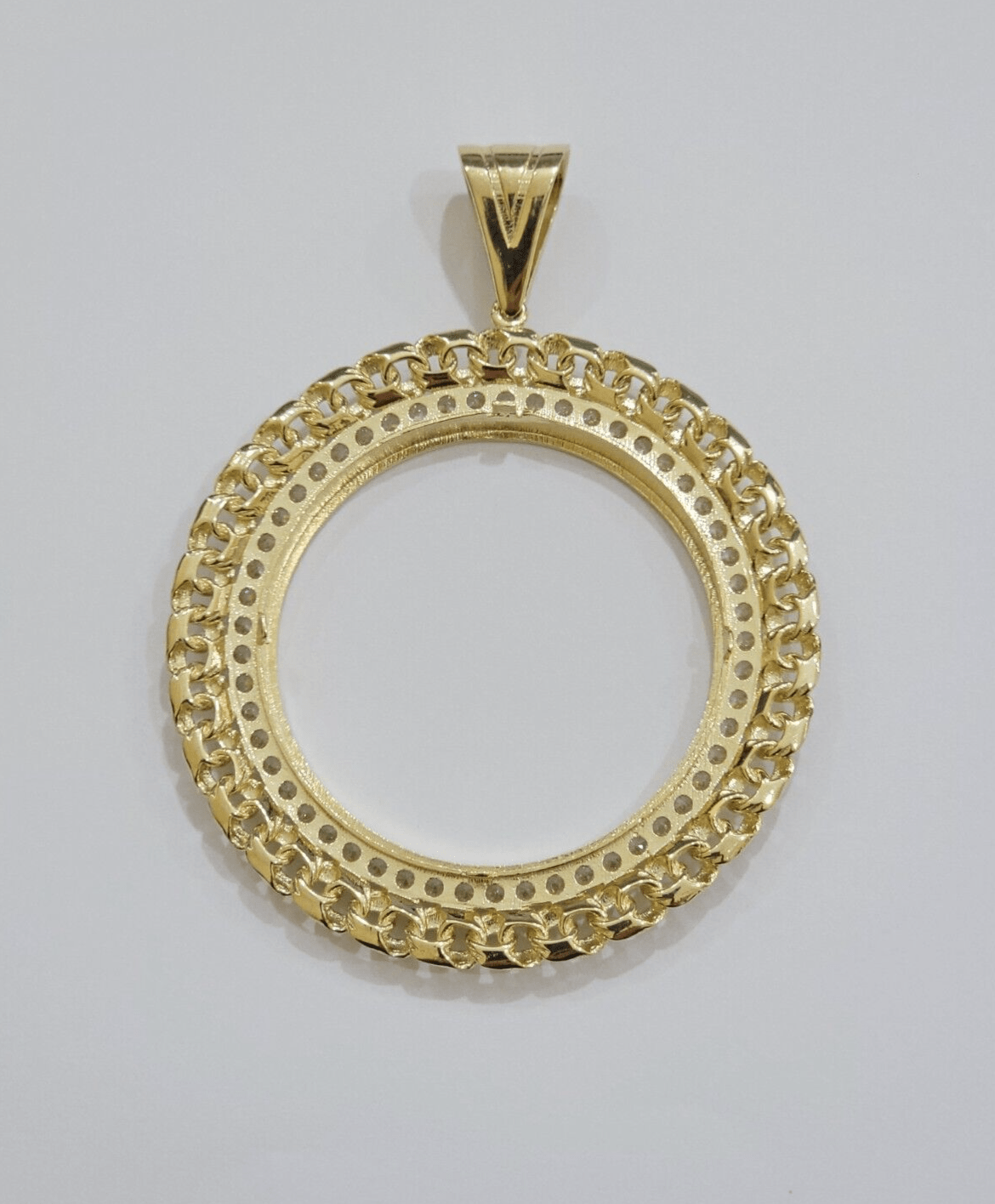 Real 10k Yellow Gold Bezel Charm Pendant Round Mexican Centenario Coin 10kt SALE - Reva Jeweler