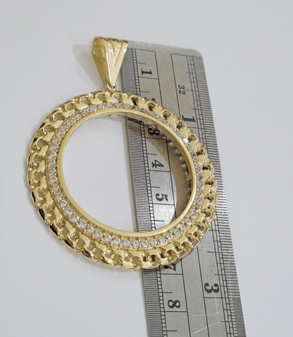 Real 10k Yellow Gold Bezel Charm Pendant Round Mexican Centenario Coin 10kt SALE - Reva Jeweler