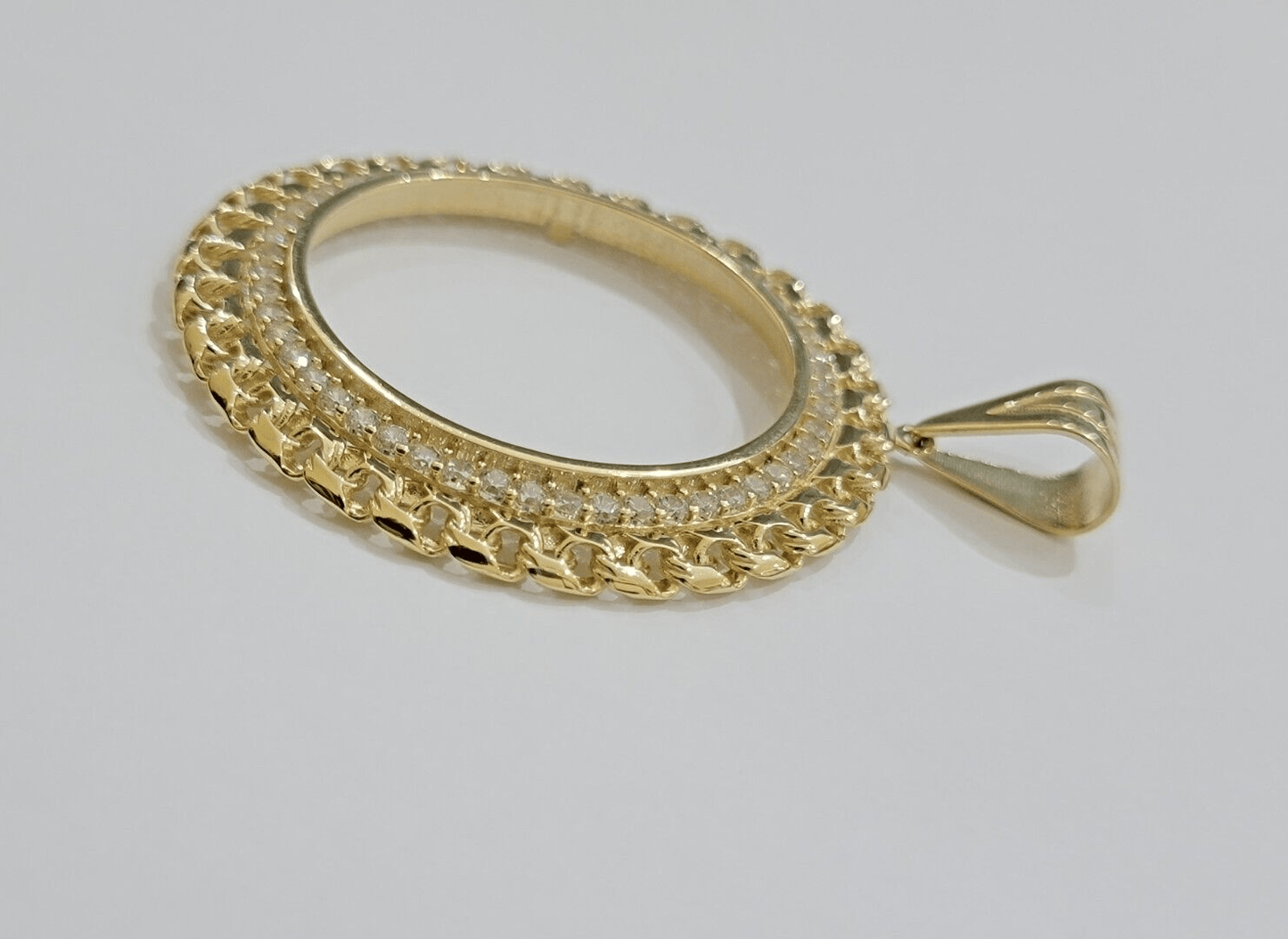 Real 10k Yellow Gold Bezel Charm Pendant Round Mexican Centenario Coin 10kt SALE - Reva Jeweler