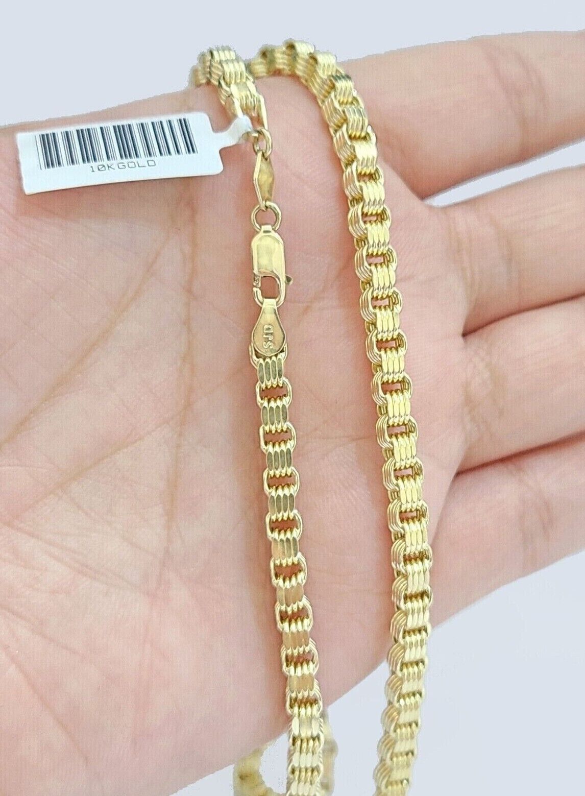 Real 10K Yellow Gold Box Byzantine Chain 4mm Necklace 18 - 30'' Inch Lobster Lock - Reva Jeweler
