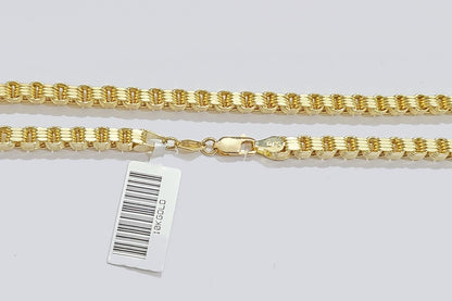 Real 10K Yellow Gold Box Byzantine Chain 4mm Necklace 18 - 30'' Inch Lobster Lock - Reva Jeweler
