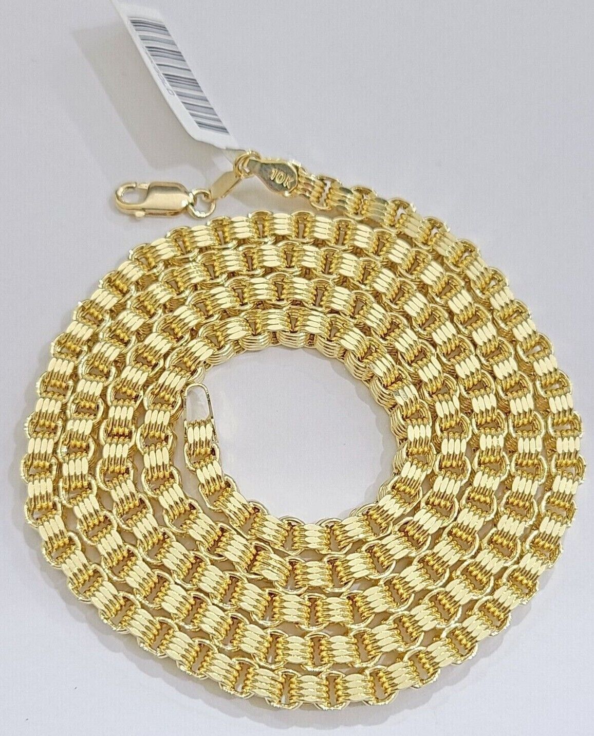 Real 10K Yellow Gold Box Byzantine Chain 4mm Necklace 18 - 30'' Inch Lobster Lock - Reva Jeweler