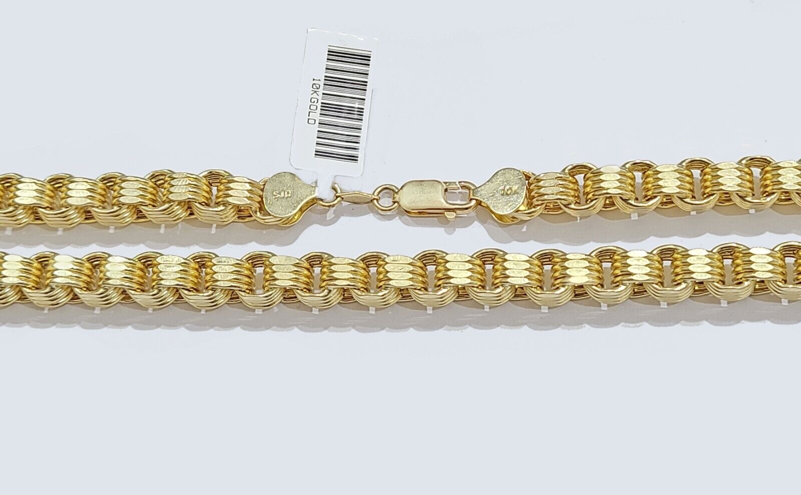 Real 10k Yellow Gold Box Byzantine Chain 7mm 22" inch Unisex 10kt Necklace Men's - Reva Jeweler