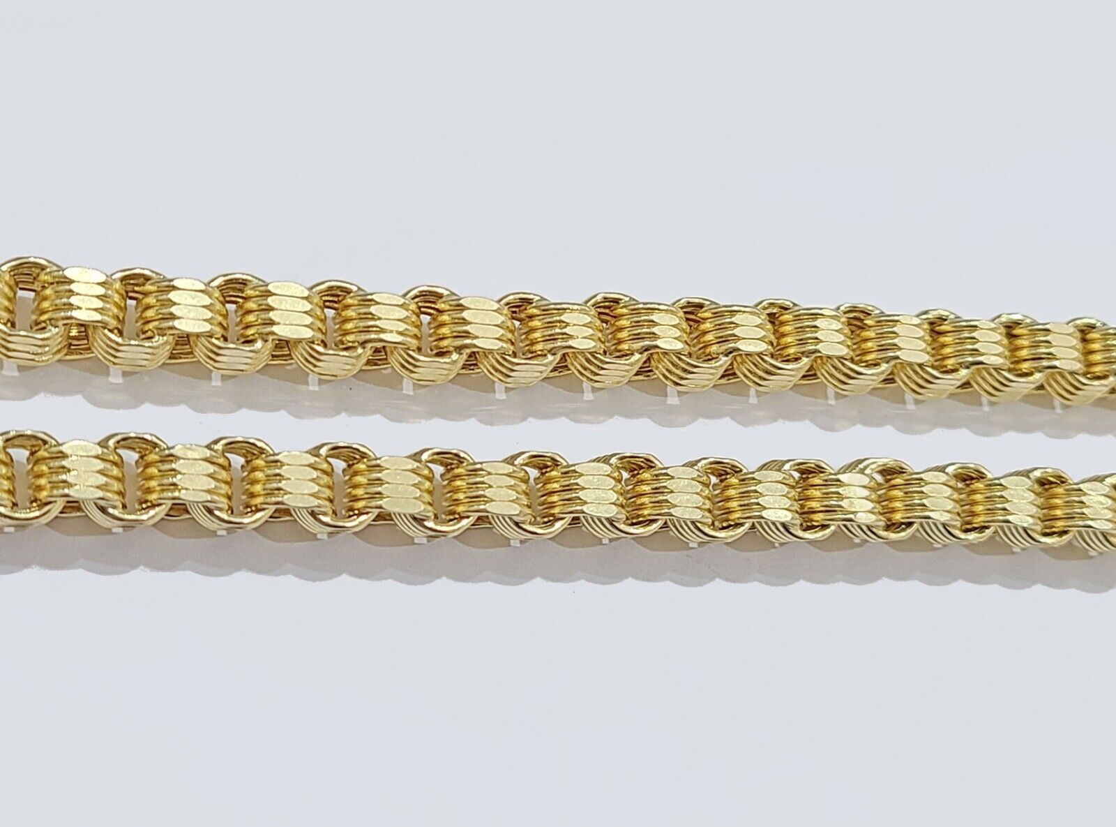 Real 10k Yellow Gold Box Byzantine Chain 7mm 22" inch Unisex 10kt Necklace Men's - Reva Jeweler