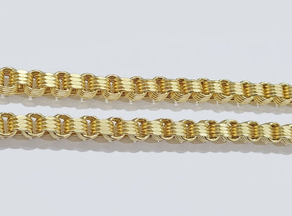Real 10k Yellow Gold Box Byzantine Chain 7mm 22" inch Unisex 10kt Necklace Men's - Reva Jeweler