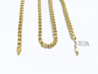 Real 10k Yellow Gold Box Byzantine Necklace 5mm 22" inch Unisex 10kt Chain - GoldenlinQ