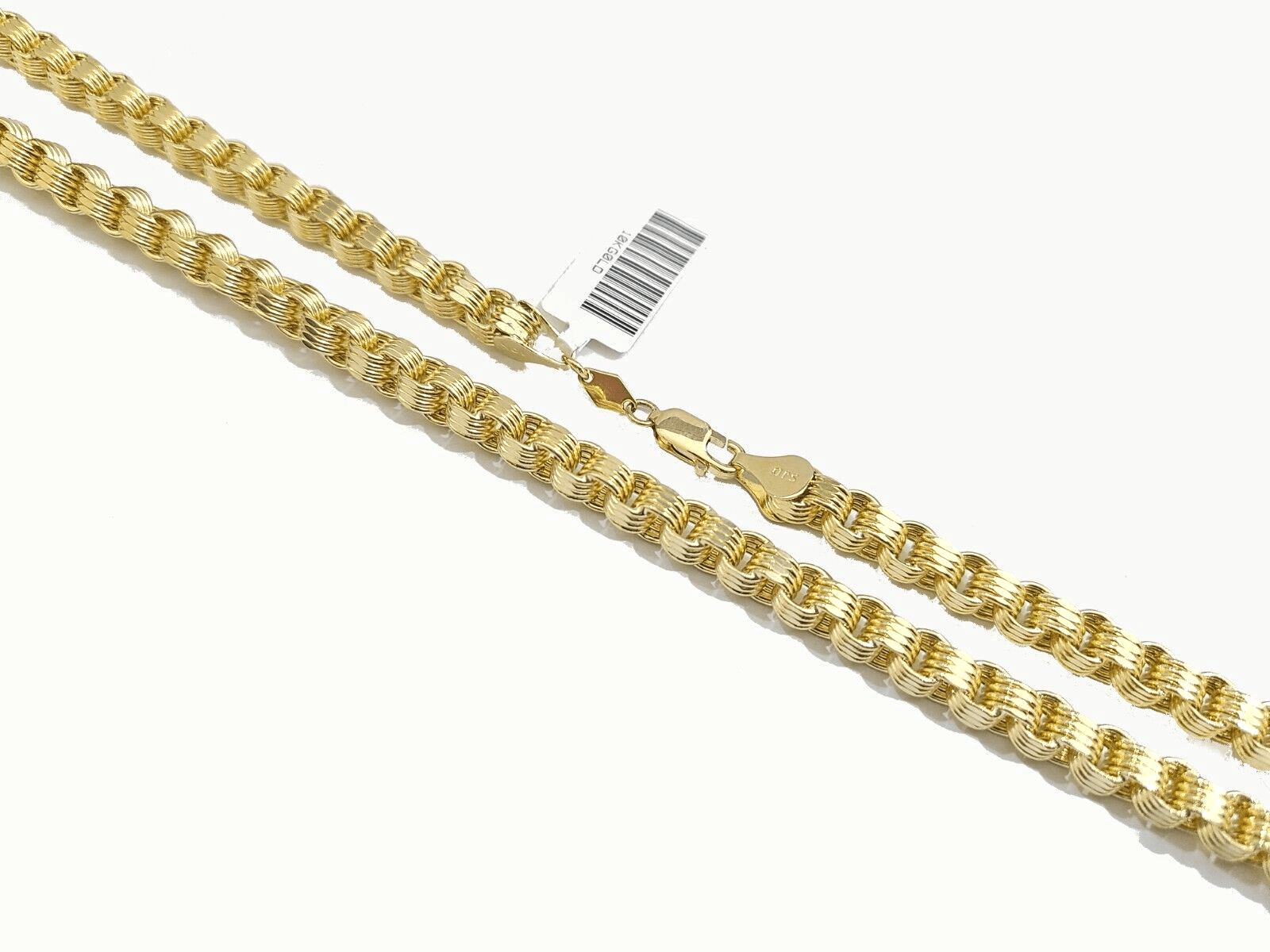 Real 10k Yellow Gold Box Byzantine Necklace 5mm 22" inch Unisex 10kt Chain - GoldenlinQ