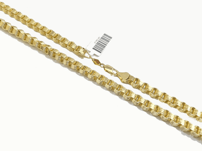 Real 10k Yellow Gold Box Byzantine Necklace 5mm 22" inch Unisex 10kt Chain - GoldenlinQ
