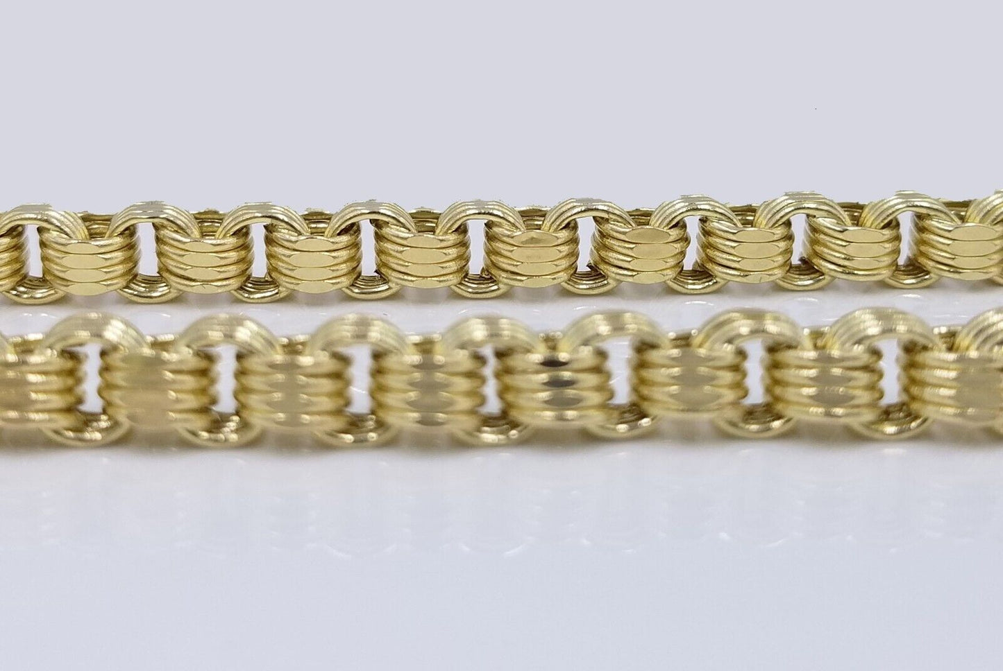 Real 10k Yellow Gold Box Byzantine Necklace 6.5mm 24" inch For Men 10kt Chain - GoldenlinQ