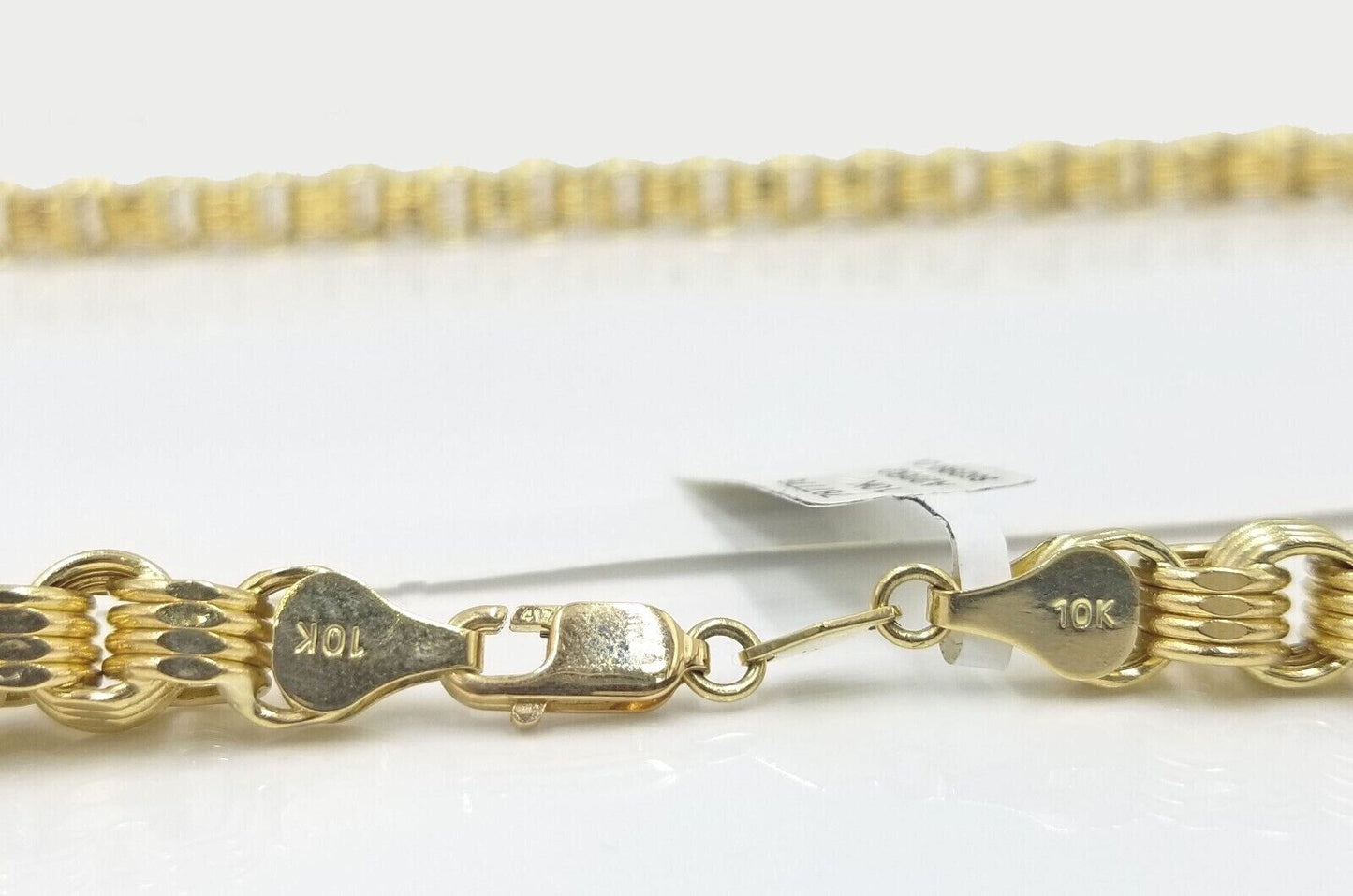 Real 10k Yellow Gold Box Byzantine Necklace 6.5mm 28" inch For Men 10kt Chain - GoldenlinQ