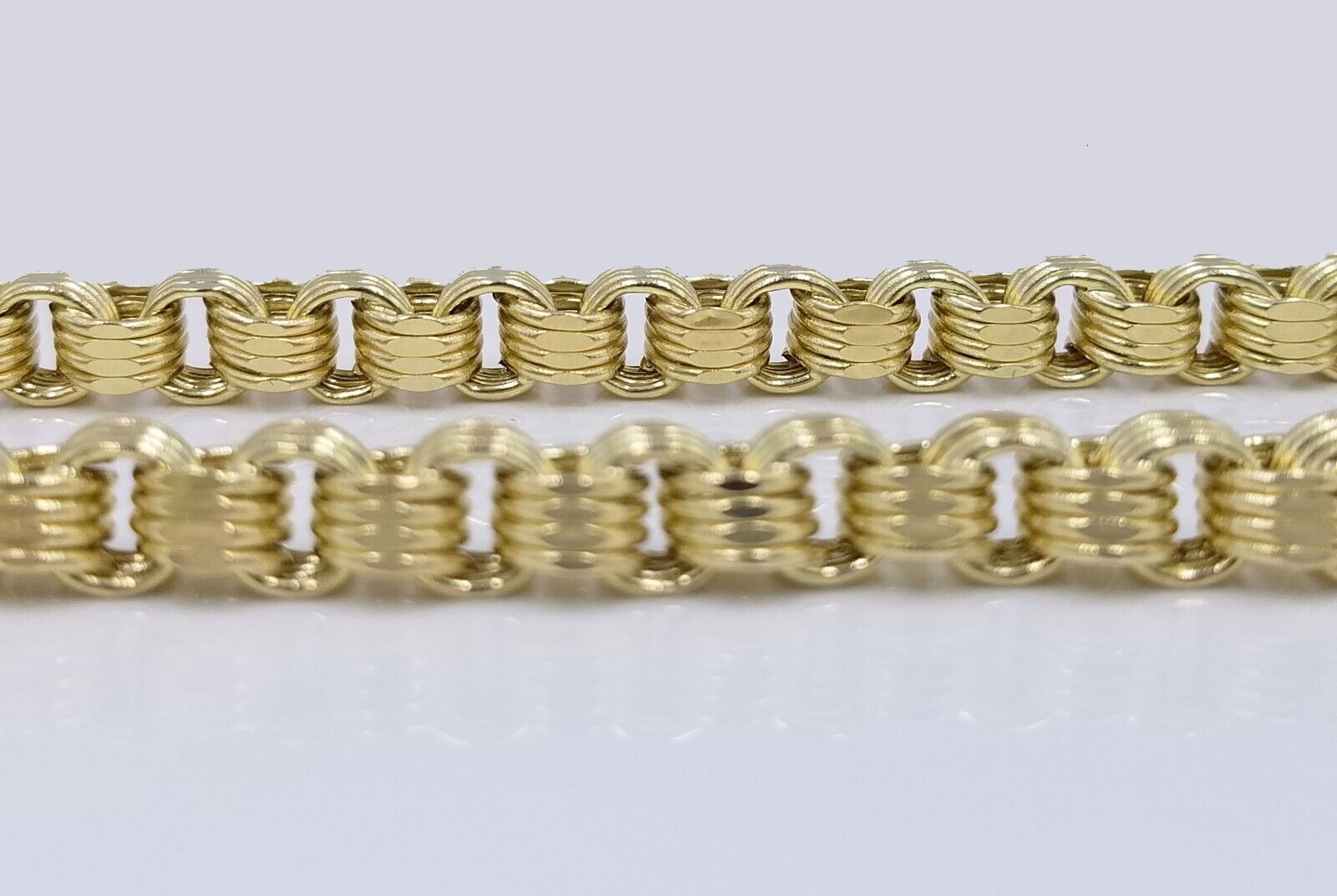 Real 10k Yellow Gold Box Byzantine Necklace 6mm 24" inch For Men 10kt Chain - Reva Jeweler
