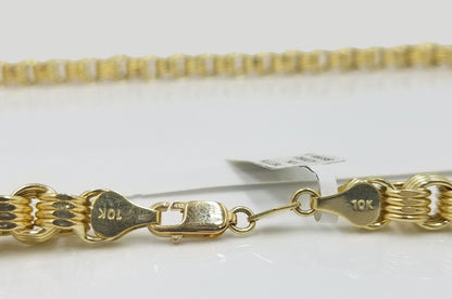 Real 10k Yellow Gold Box Byzantine Necklace 6mm 24" inch For Men 10kt Chain - Reva Jeweler