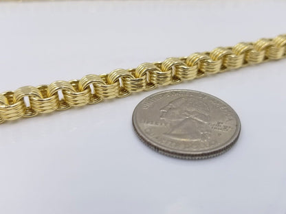 Real 10k Yellow Gold Box Byzantine Necklace 6mm 24" inch For Men 10kt Chain - Reva Jeweler