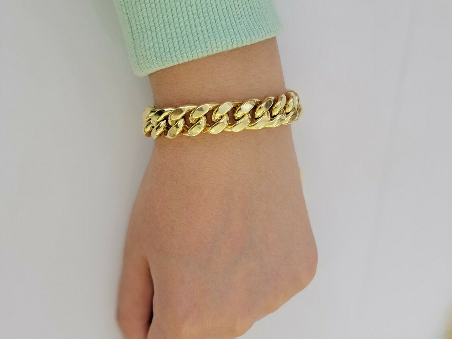 Real 10k Yellow Gold Bracelet 6mm - 13mm Miami Cuban Link 9" Inch Mens 10kt ,Chain - Reva Jeweler