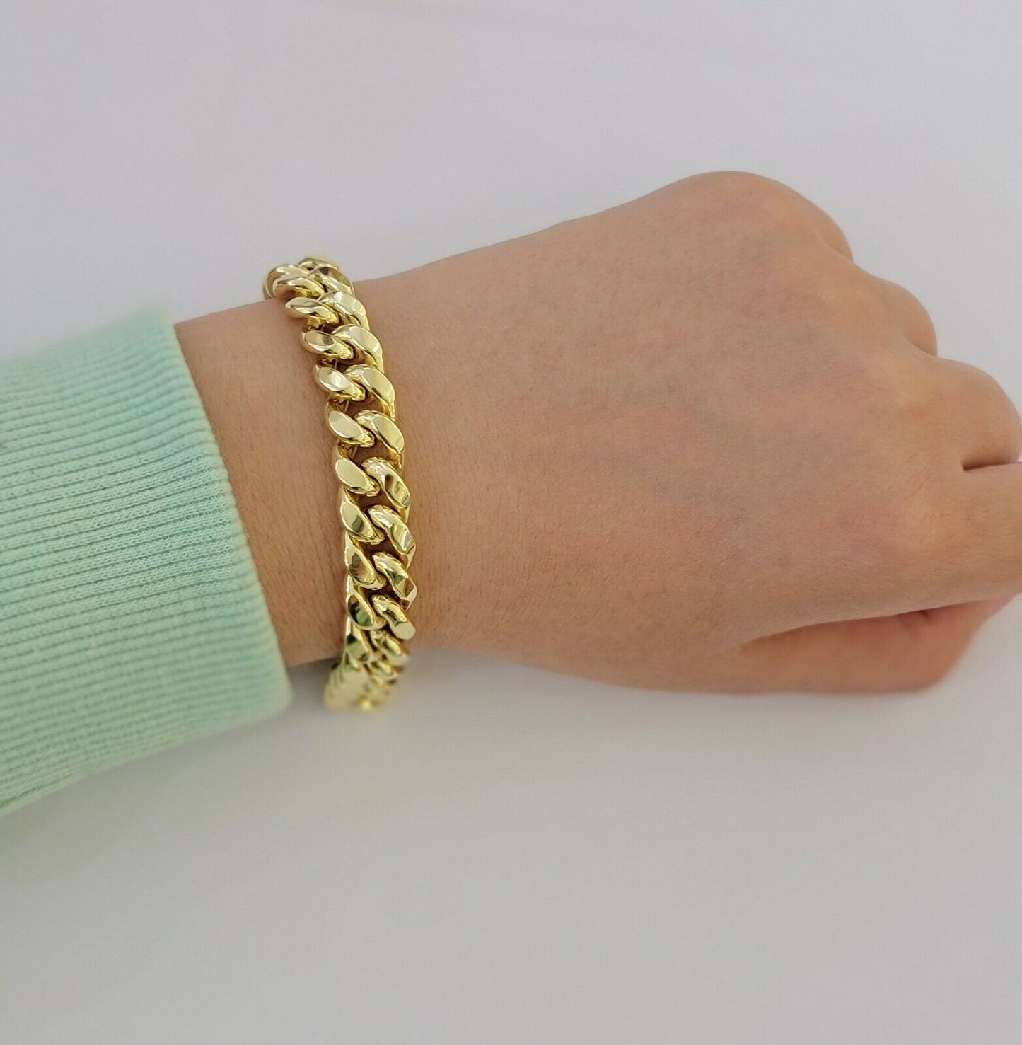 Real 10k Yellow Gold Bracelet 6mm - 13mm Miami Cuban Link 9" Inch Mens 10kt ,Chain - Reva Jeweler