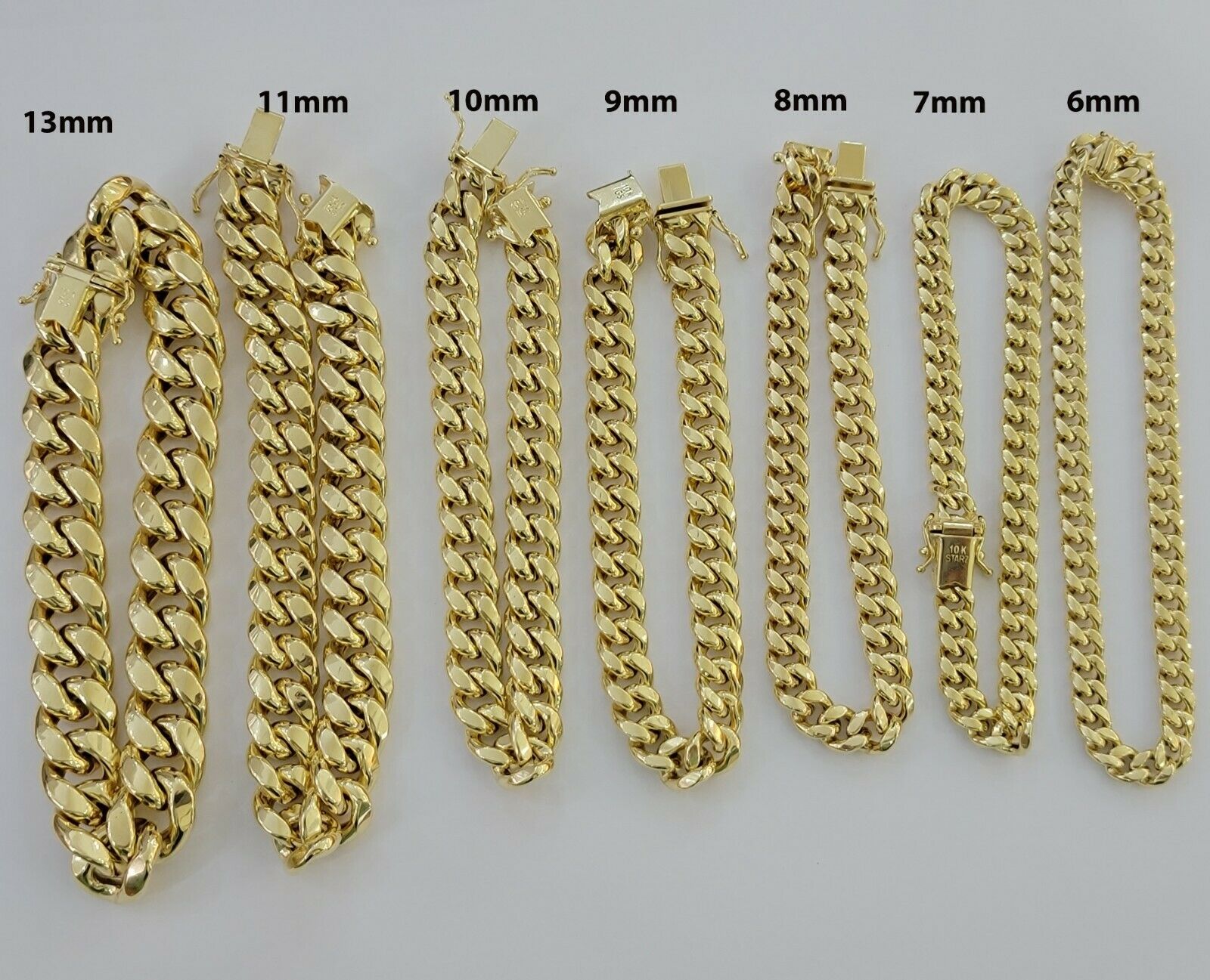 Real 10k Yellow Gold Bracelet 6mm - 13mm Miami Cuban Link 9" Inch Mens 10kt ,Chain - Reva Jeweler
