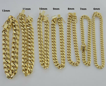 Real 10k Yellow Gold Bracelet 6mm - 13mm Miami Cuban Link 9" Inch Mens 10kt ,Chain - Reva Jeweler