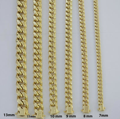 Real 10k Yellow Gold Bracelet 6mm - 13mm Miami Cuban Link 9" Inch Mens 10kt ,Chain - Reva Jeweler