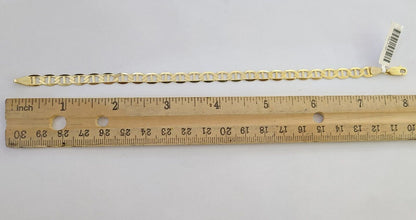 REAL 10k Yellow Gold Bracelet 6mm Anchor Mariner 8" Inch Lobster Lock - Reva Jeweler