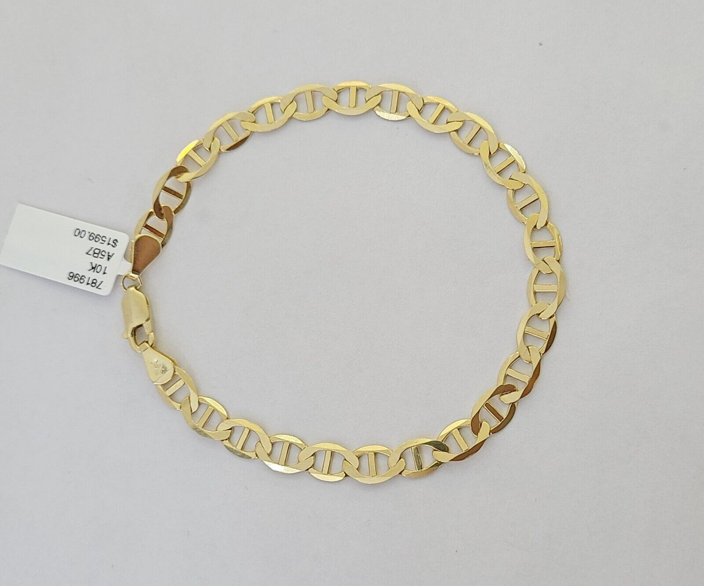 REAL 10k Yellow Gold Bracelet 6mm Anchor Mariner 8" Inch Lobster Lock - Reva Jeweler