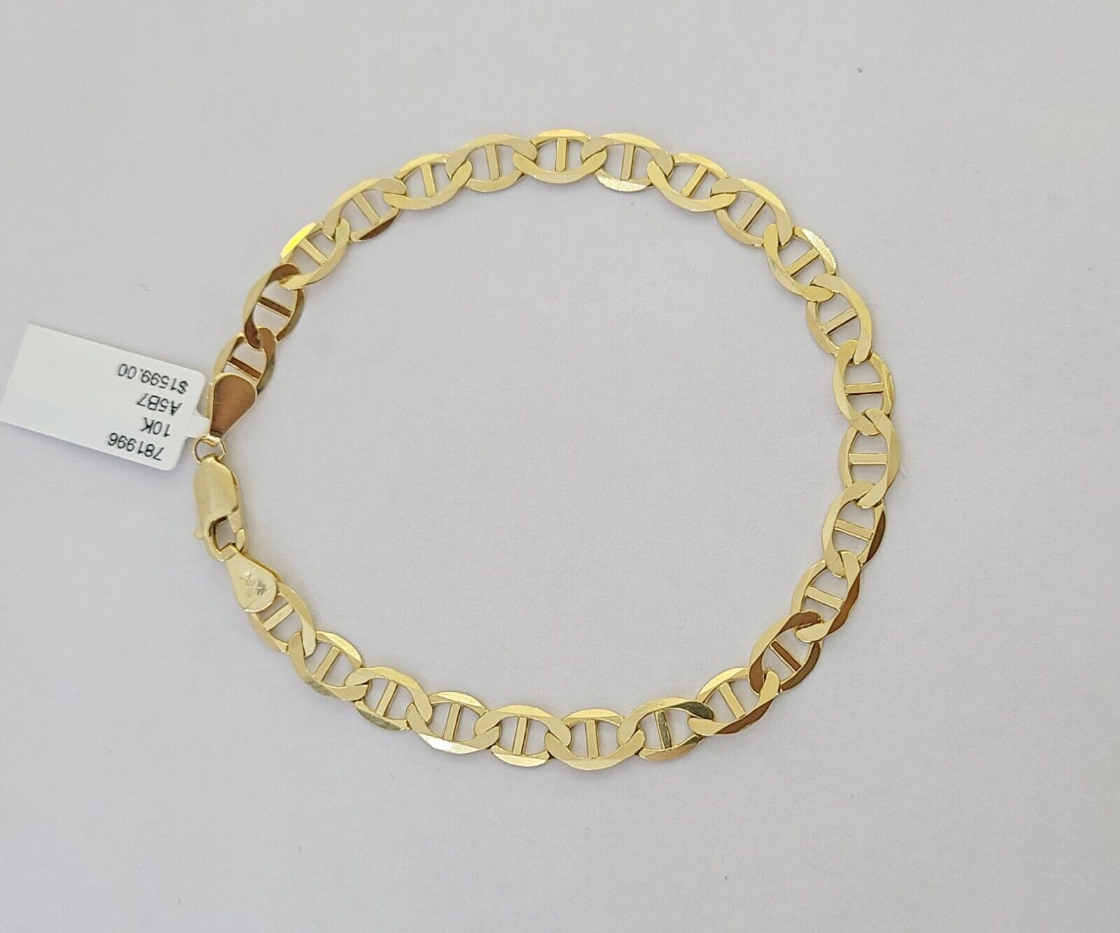 REAL 10k Yellow Gold Bracelet 6mm Anchor Mariner 8" Inch Lobster Lock - Reva Jeweler