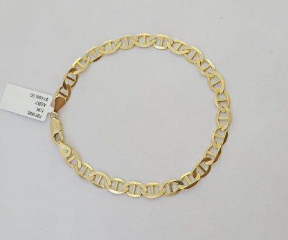 REAL 10k Yellow Gold Bracelet 6mm Anchor Mariner 8" Inch Lobster Lock - Reva Jeweler