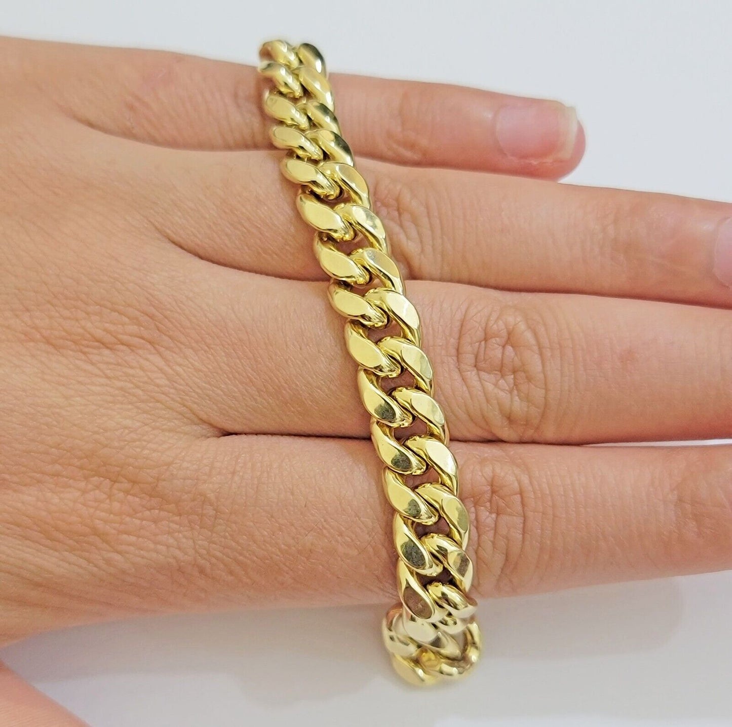 Real 10k Yellow Gold Bracelet 9mm Miami Cuban Link Men's 8.5" inch 10kt Unisex - Reva Jeweler
