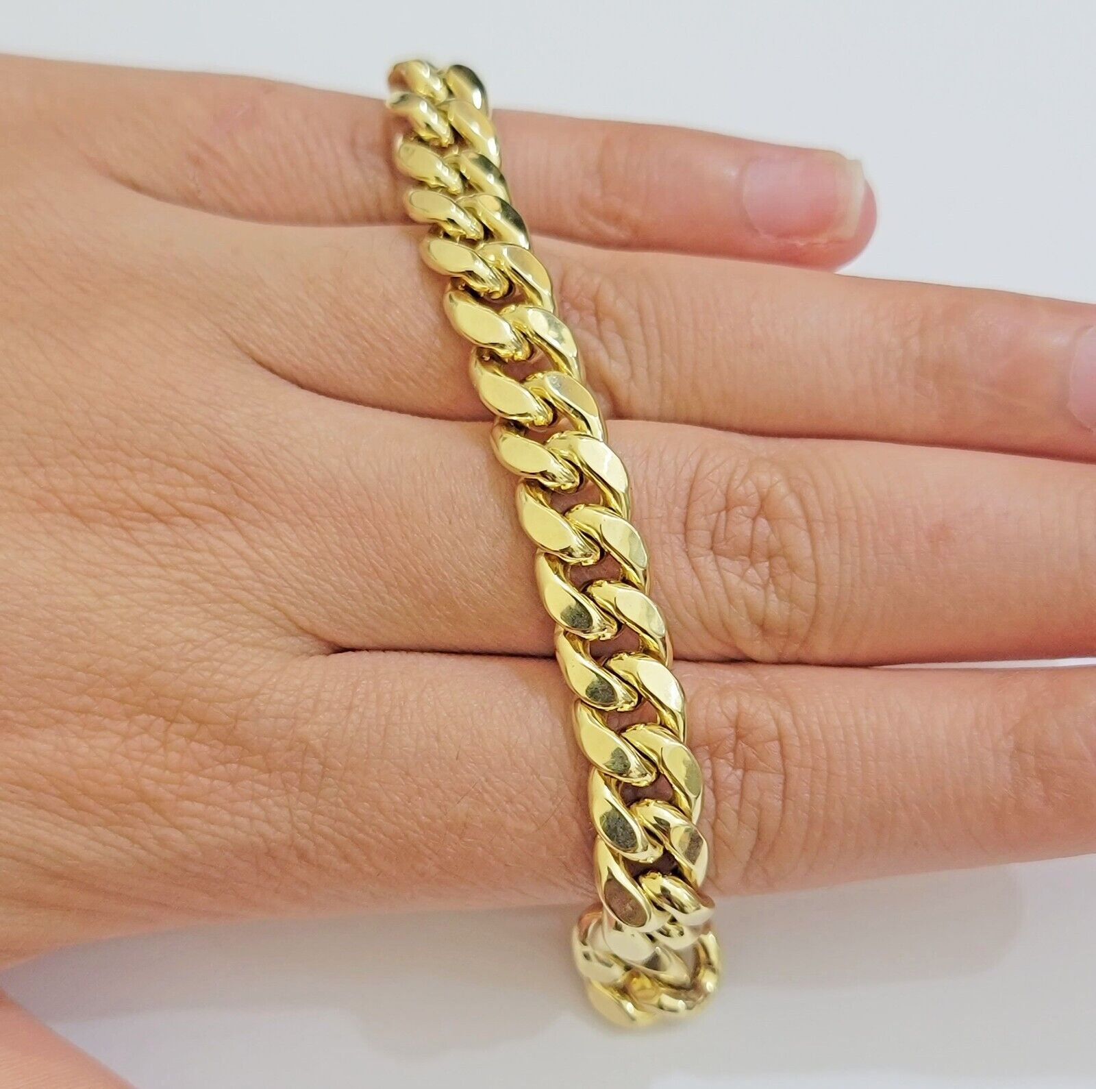 Real 10k Yellow Gold Bracelet 9mm Miami Cuban Link Men's 8.5" inch 10kt Unisex - Reva Jeweler