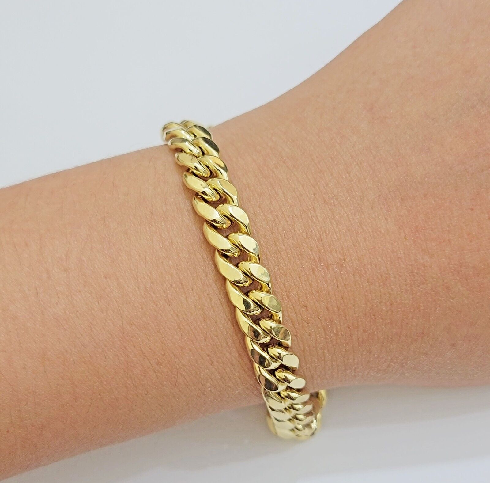 Real 10k Yellow Gold Bracelet 9mm Miami Cuban Link Men's 8.5" inch 10kt Unisex - Reva Jeweler