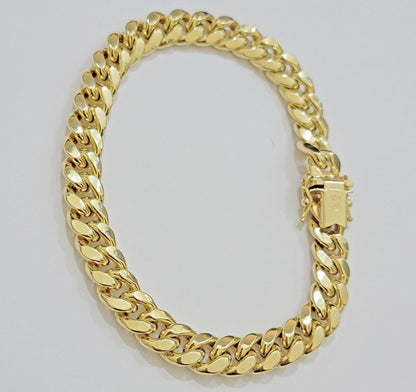 Real 10k Yellow Gold Bracelet 9mm Miami Cuban Link Men's 8.5" inch 10kt Unisex - Reva Jeweler