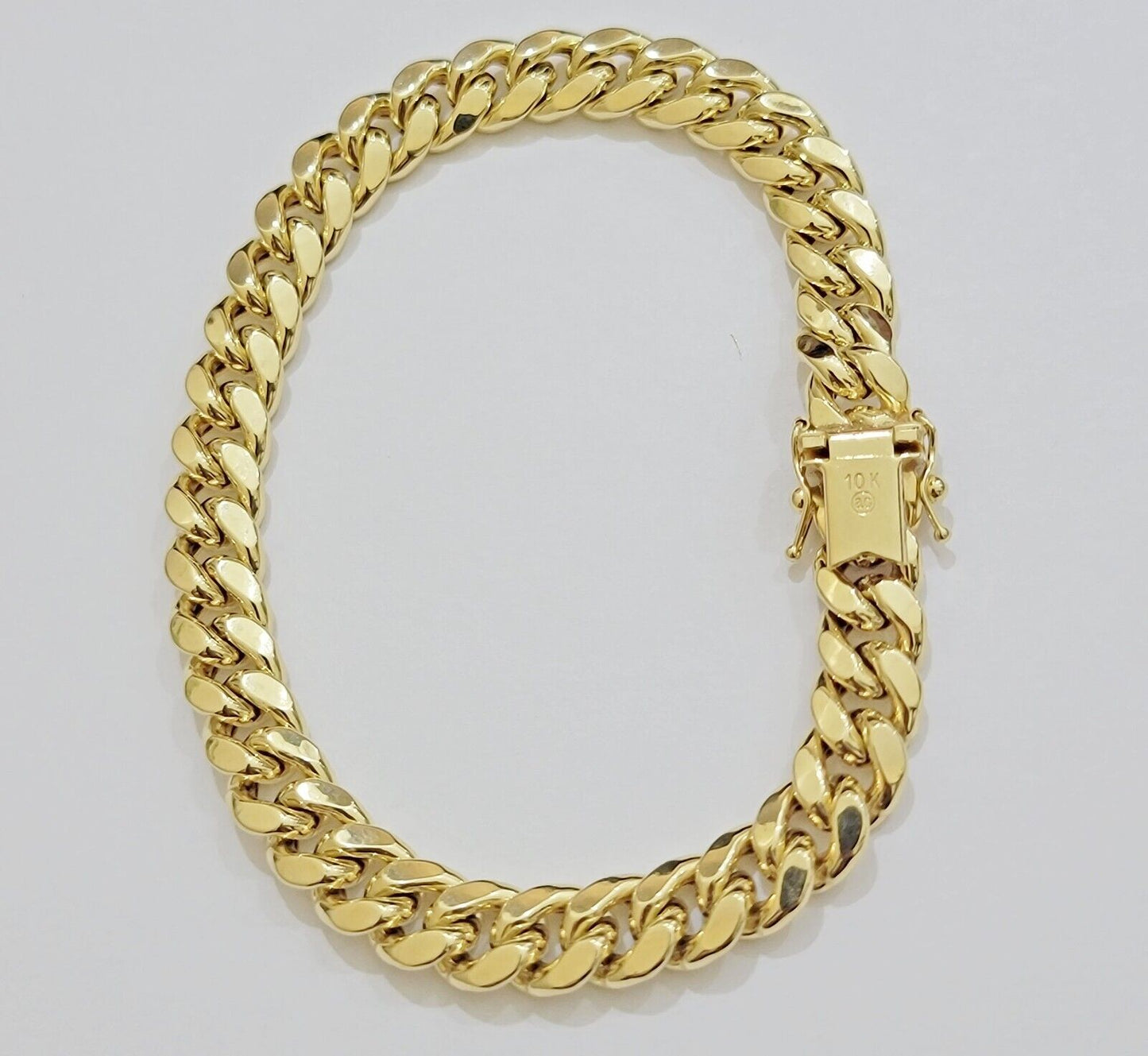 Real 10k Yellow Gold Bracelet 9mm Miami Cuban Link Men's 8.5" inch 10kt Unisex - Reva Jeweler