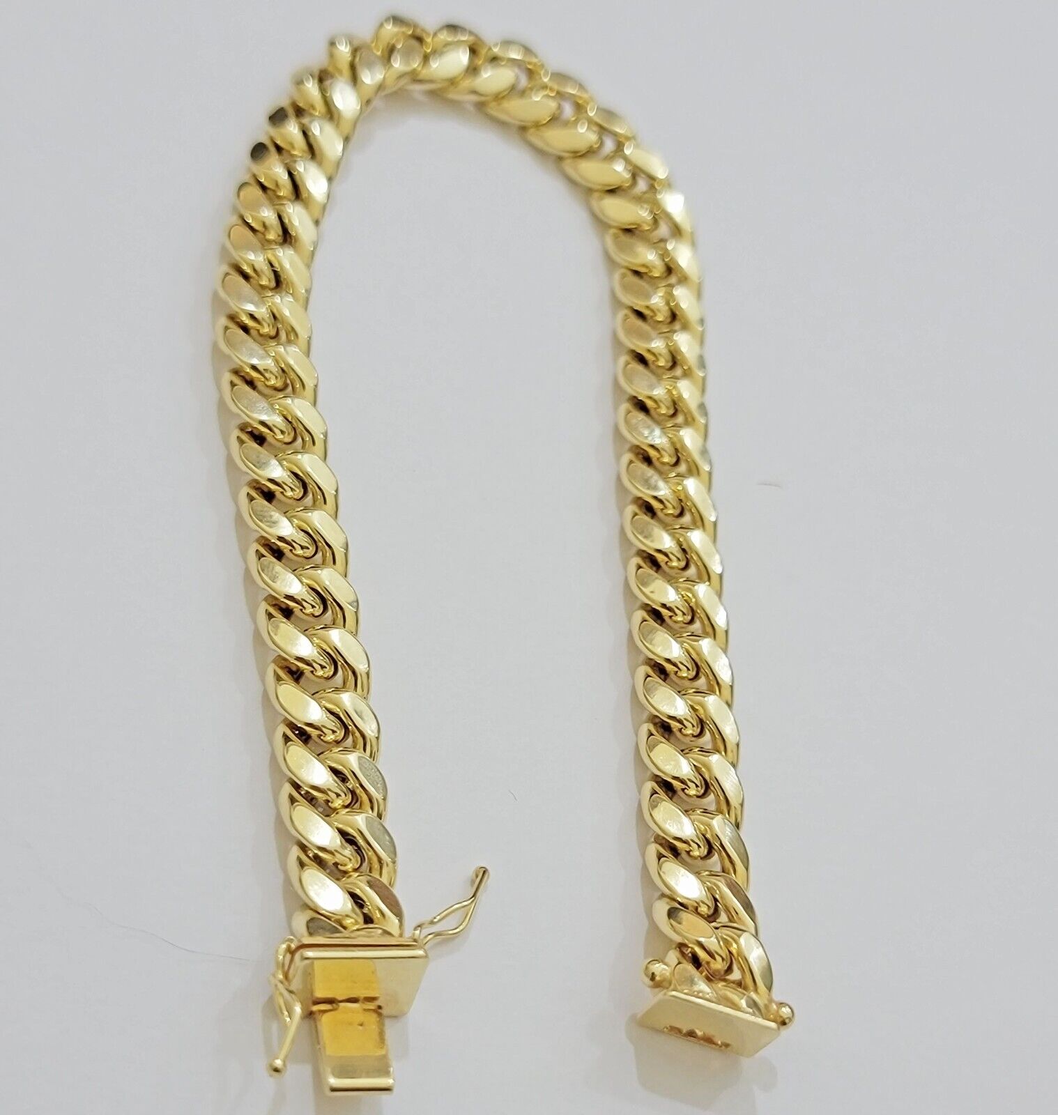 Real 10k Yellow Gold Bracelet 9mm Miami Cuban Link Men's 8.5" inch 10kt Unisex - Reva Jeweler