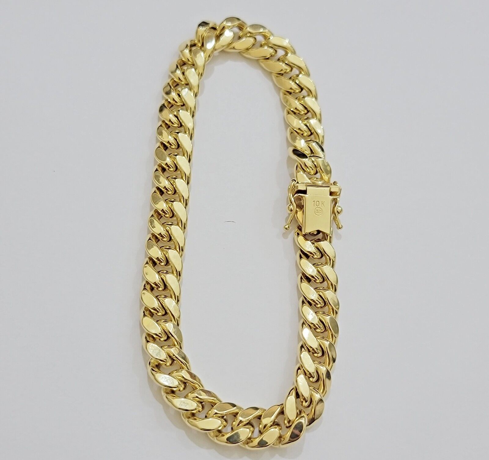 Real 10k Yellow Gold Bracelet 9mm Miami Cuban Link Men's 8.5" inch 10kt Unisex - Reva Jeweler