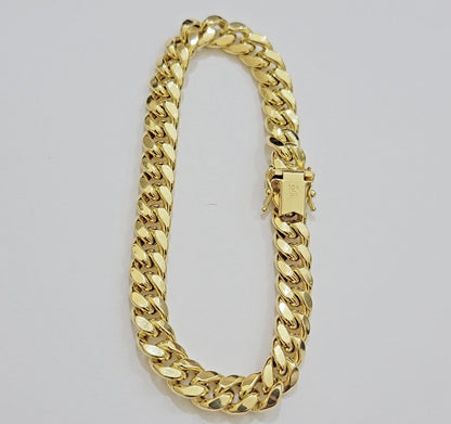 Real 10k Yellow Gold Bracelet 9mm Miami Cuban Link Men's 8.5" inch 10kt Unisex - Reva Jeweler