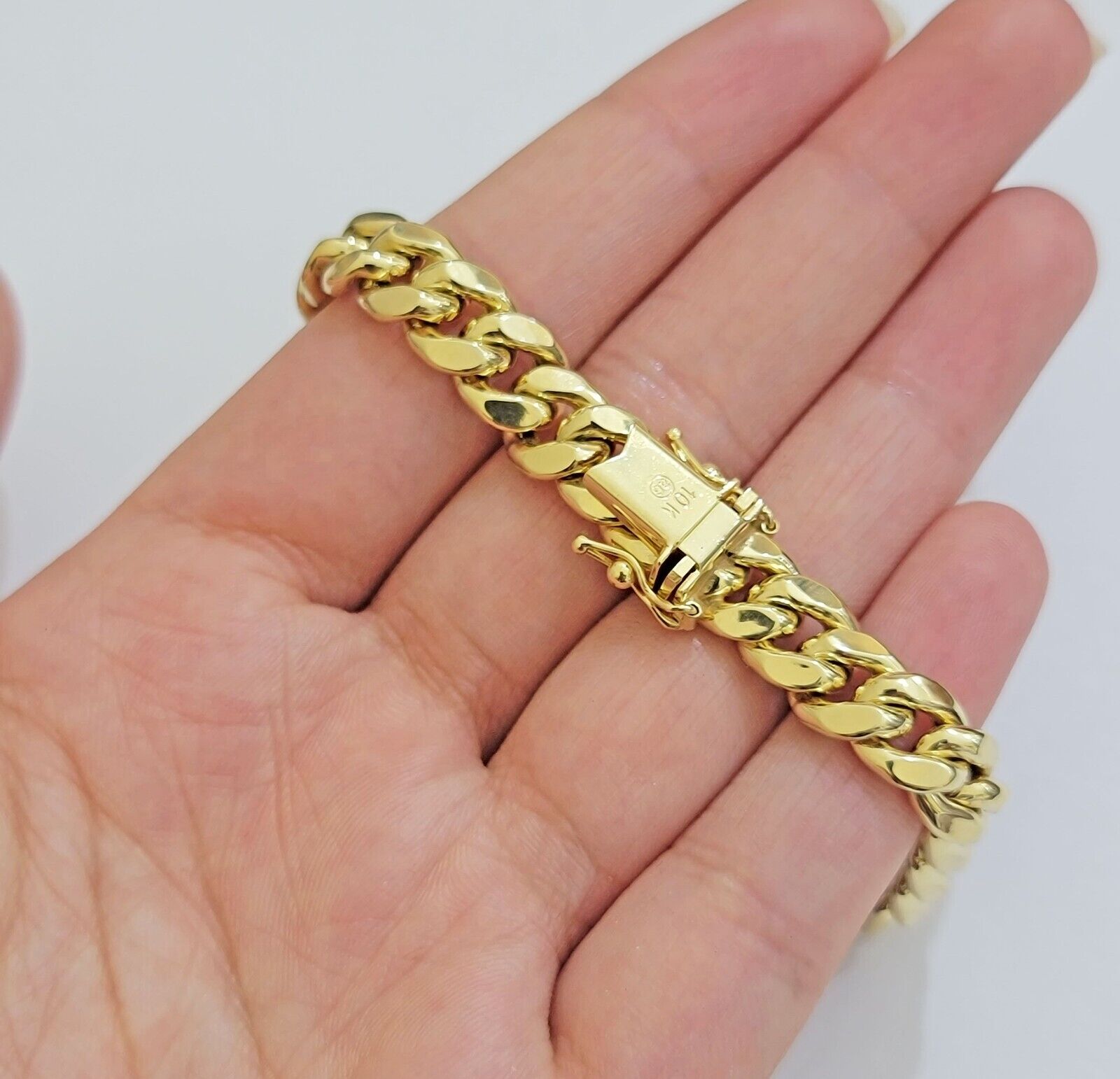 Real 10k Yellow Gold Bracelet 9mm Miami Cuban Link Men's 8.5" inch 10kt Unisex - Reva Jeweler