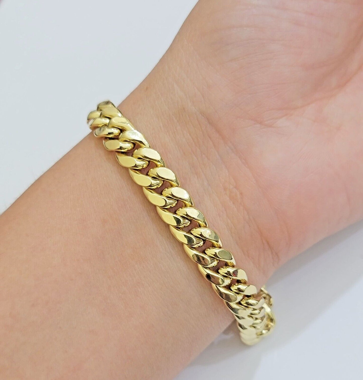 Real 10k Yellow Gold Bracelet 9mm Miami Cuban Link Men's 8.5" inch 10kt Unisex - Reva Jeweler