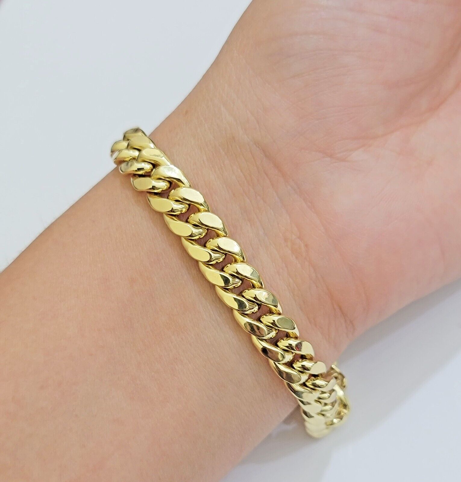 Real 10k Yellow Gold Bracelet 9mm Miami Cuban Link Men's 8.5" inch 10kt Unisex - Reva Jeweler