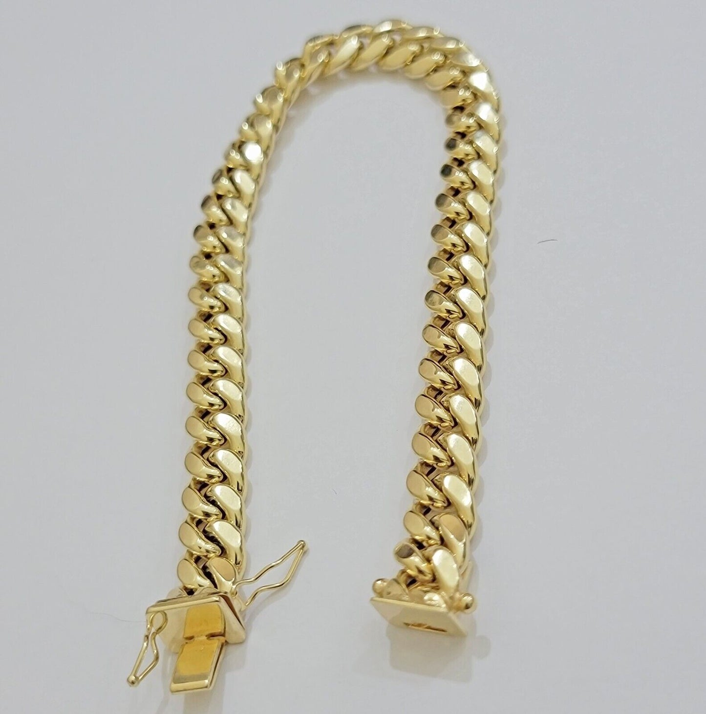 Real 10k Yellow Gold Bracelet 9mm Miami Cuban Link Men's 8.5" inch 10kt Unisex - Reva Jeweler