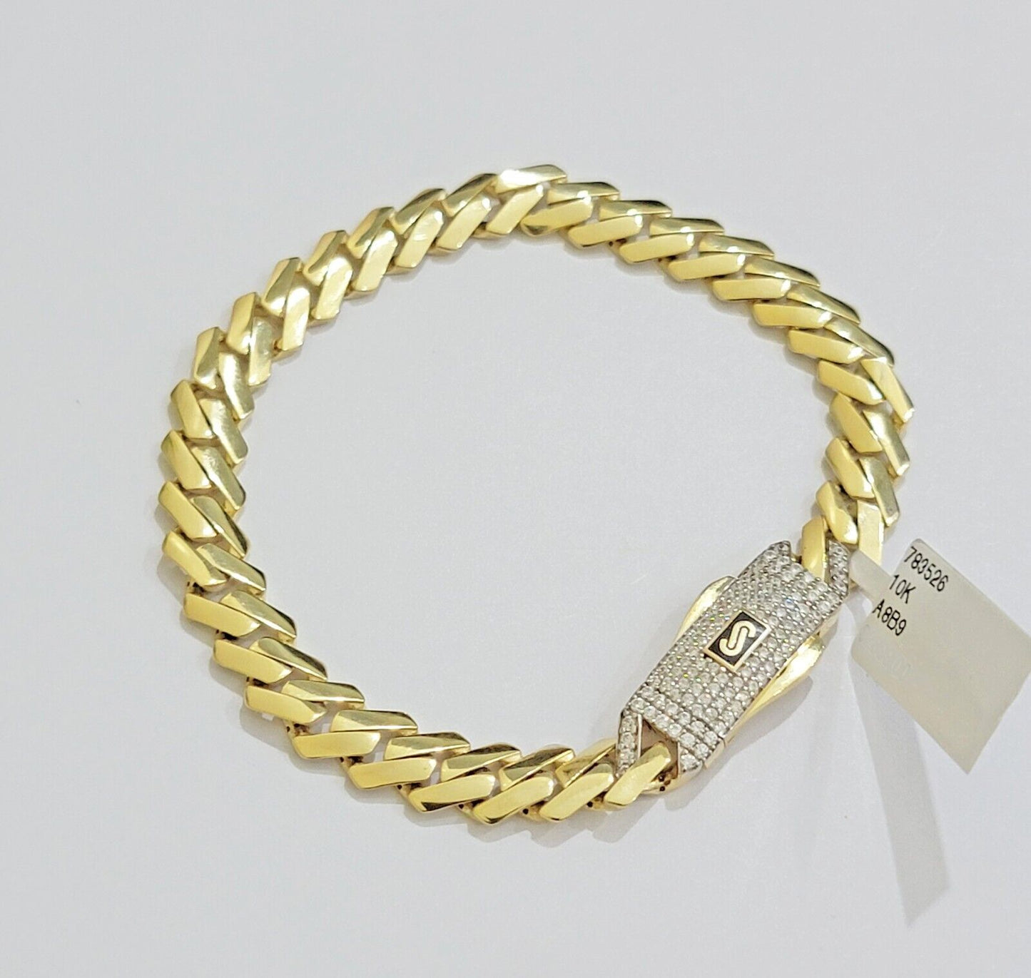 Real 10k Yellow Gold Bracelet Ladies 7.25 Inch 7mm Royal Monaco Cuban Link Women - Reva Jeweler