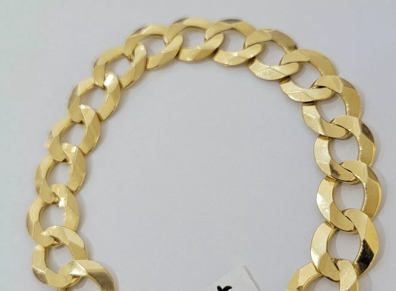 Real 10k Yellow Gold Bracelet Mens Cuban curb Link ID Name Plate Solid 13mm 9" - Reva Jeweler