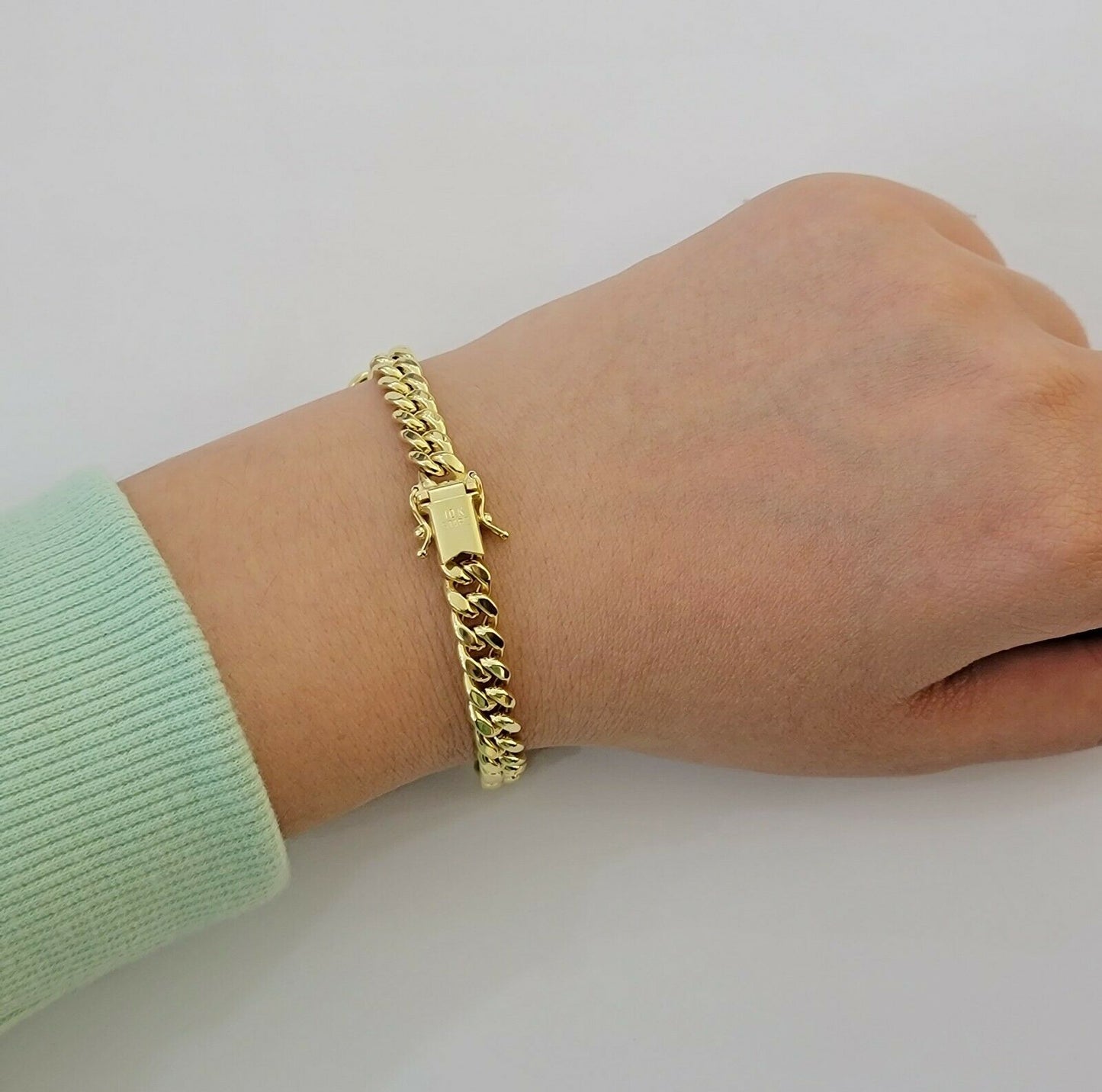 Real 10k Yellow Gold Bracelet Miami Cuban Link 6mm - 13mm 8" Inch Mens 10kt ,Chain - Reva Jeweler