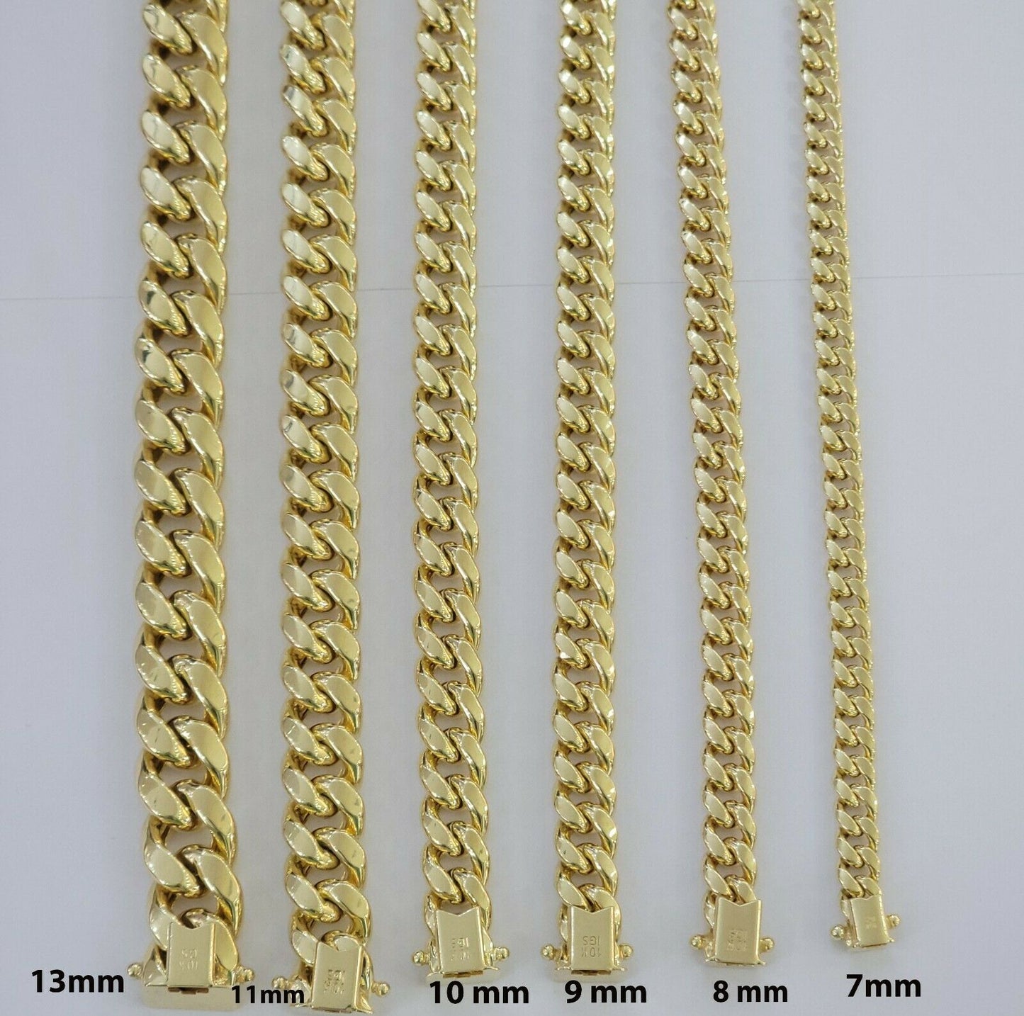 Real 10k Yellow Gold Bracelet Miami Cuban Link 6mm - 13mm 8" Inch Mens 10kt ,Chain - Reva Jeweler