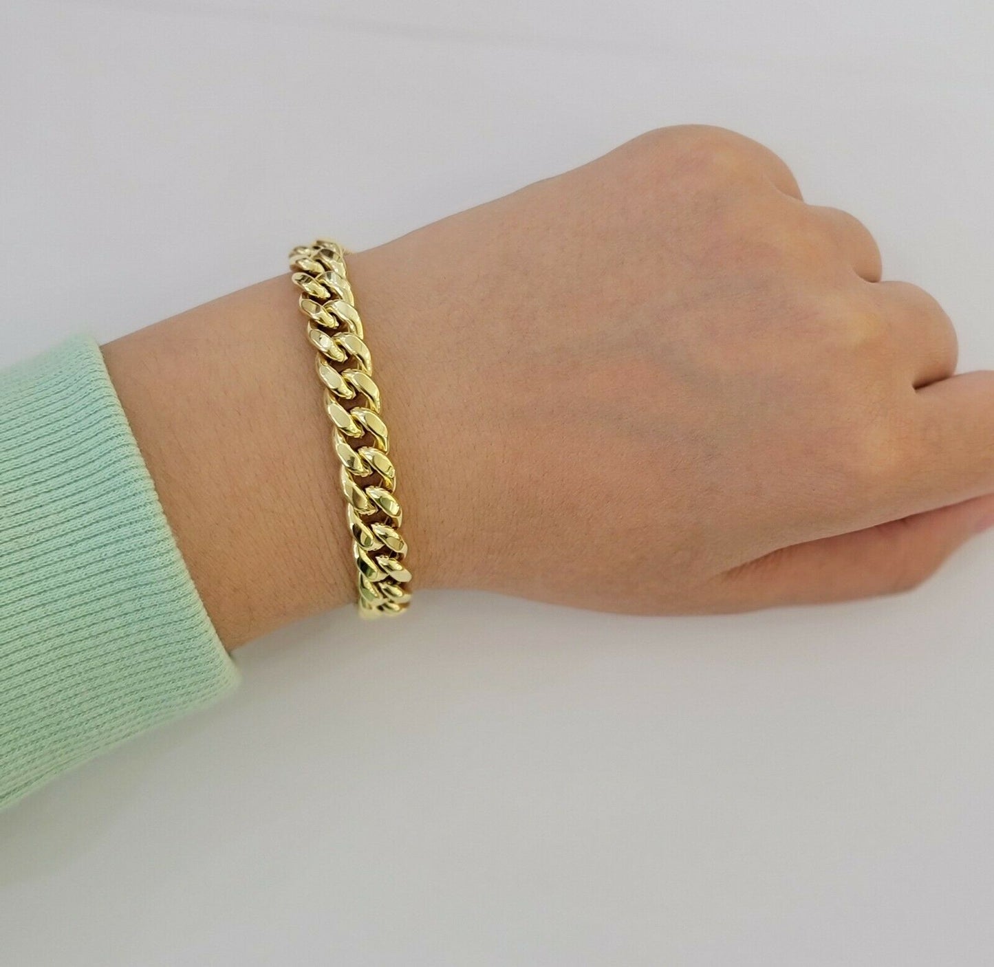 Real 10k Yellow Gold Bracelet Miami Cuban Link 6mm - 13mm 8" Inch Mens 10kt ,Chain - Reva Jeweler