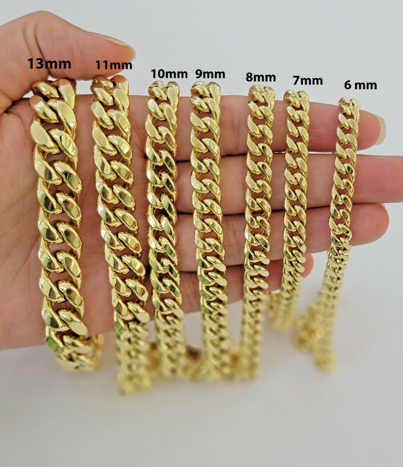 Real 10k Yellow Gold Bracelet Miami Cuban Link 6mm - 13mm 8" Inch Mens 10kt ,Chain - Reva Jeweler